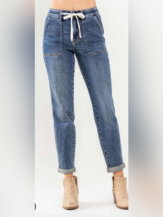 Judy Blue Denim - Judy Blue Highwaisted Medium Wash Cuffed Denim Joggers size 25